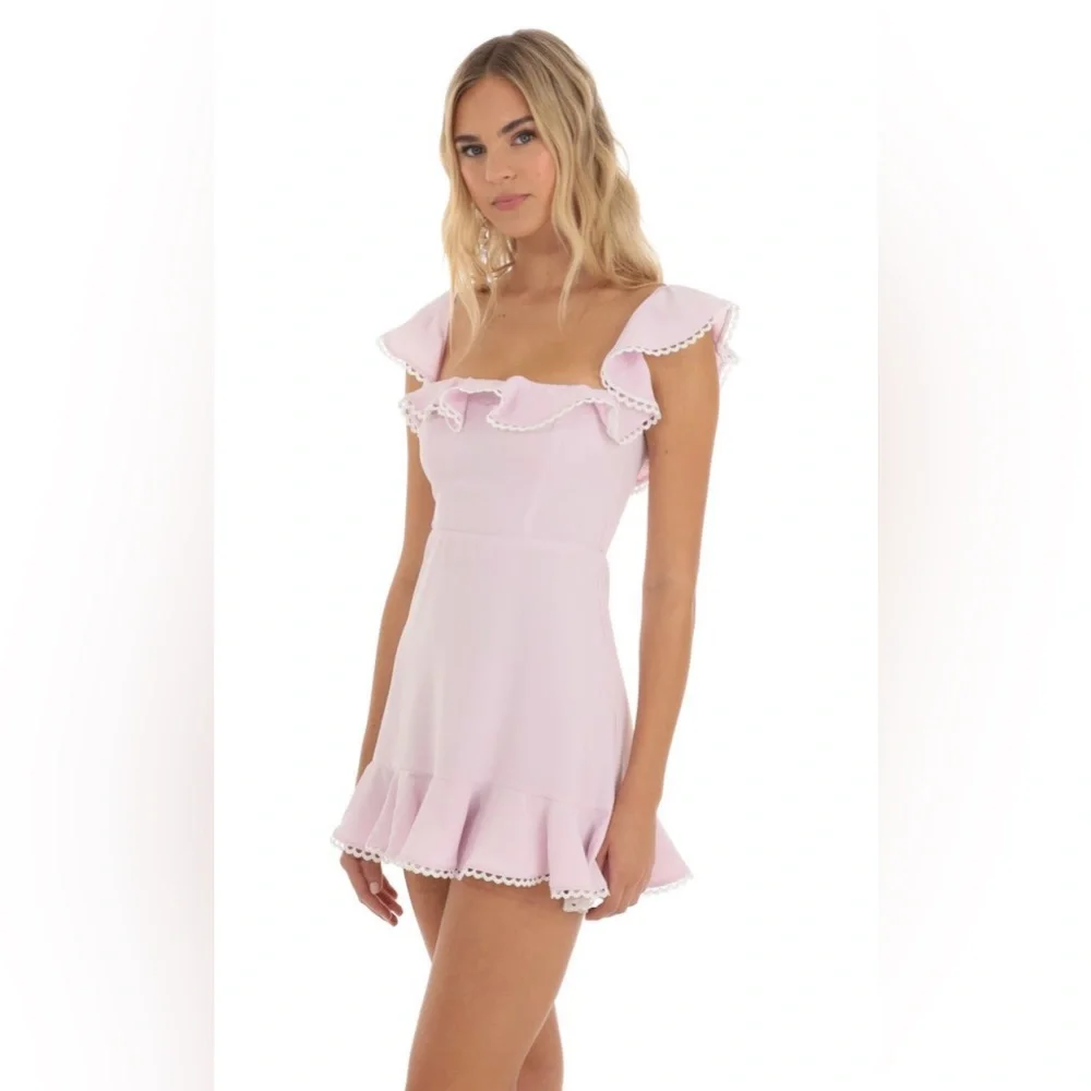 Lucy in the Sky Ruffle Mini Dress in Pink Size XS - Picture 3 of 7